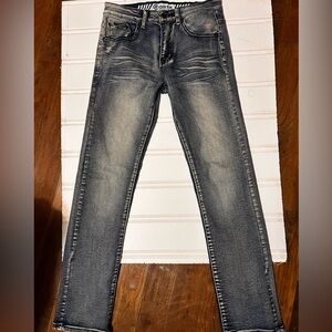 GSTR Men’s Slim Straight Jeans Gray Wash Denim 5-Pocket Casual